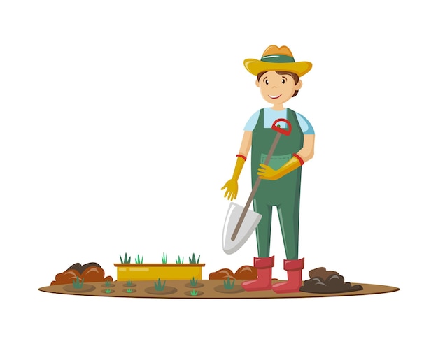 Farmers and agricultural work characters. Agricultural gardener, agronomist.