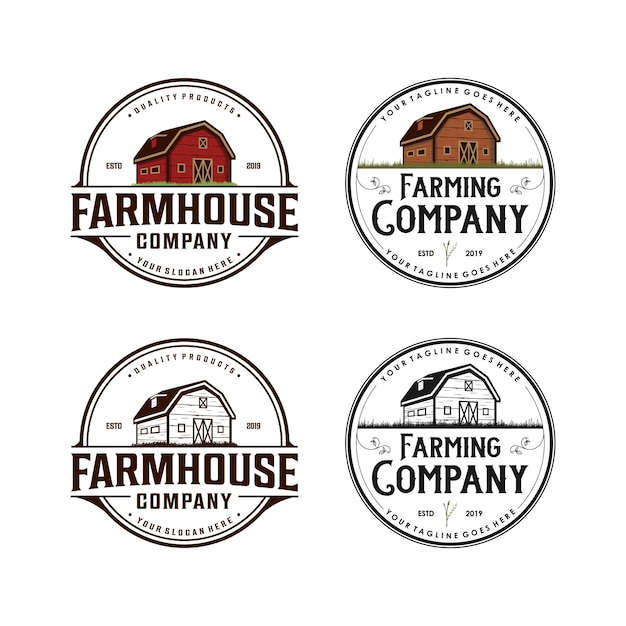 Farmhouse, agriculture vintage logo design