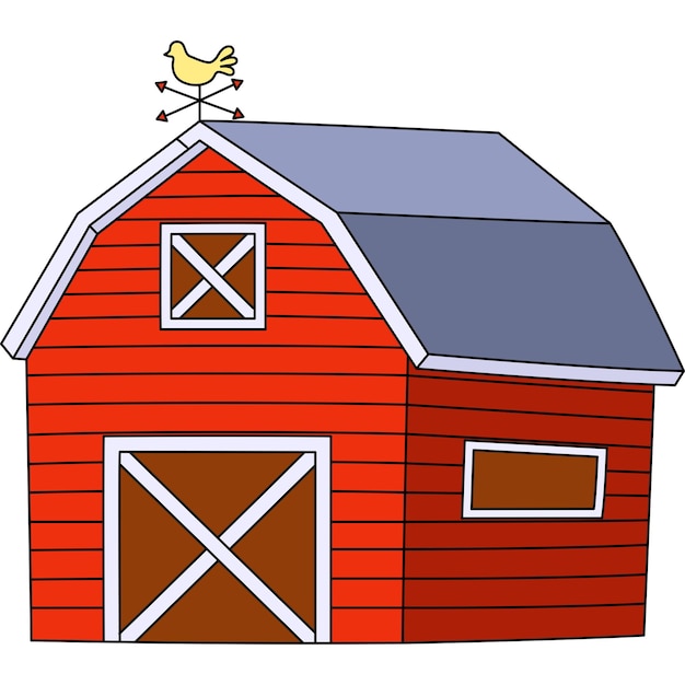 Farmhouse Cartoon Colored Clipart Illustration