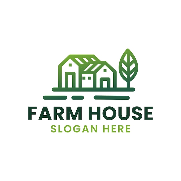 Farmhouse minimalism monoline logo design template