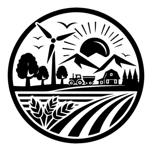 Farming logo silhouette vector illustration on white background