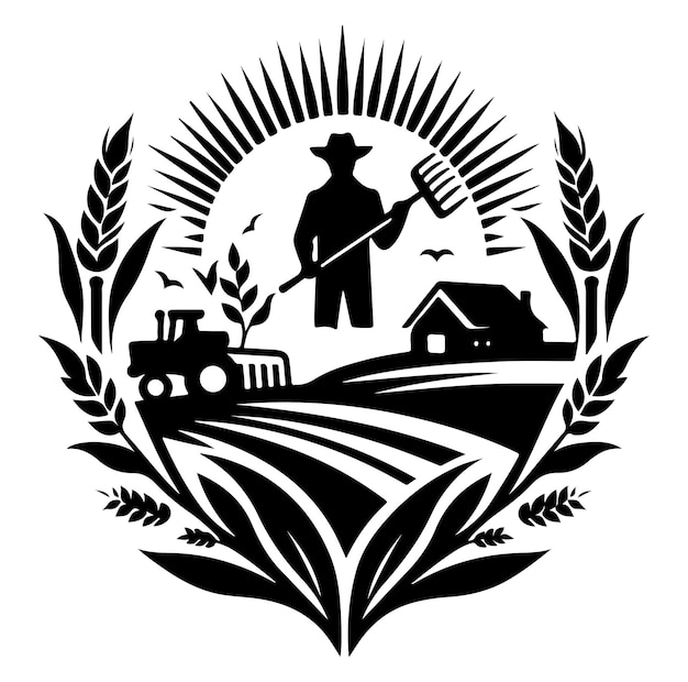 Farming logo silhouette vector illustration on white background