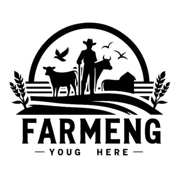 Farming logo silhouette vector illustration on white background