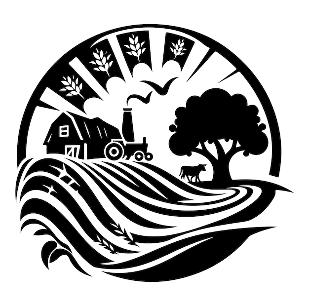 Farming logo silhouette vector illustration on white background