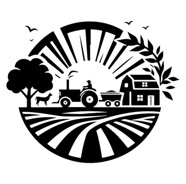 Farming logo silhouette vector illustration on white background