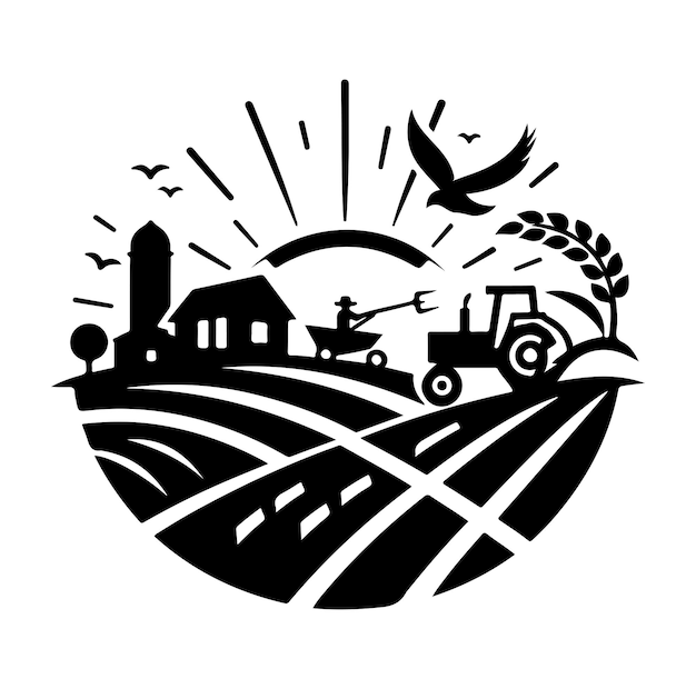 Farming logo silhouette vector illustration on white background