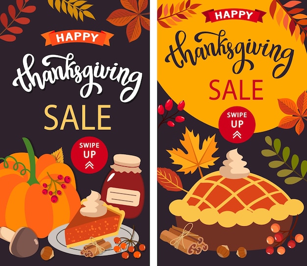 Farmset rabSwipe card for thanksgiving sale autumn background vector image