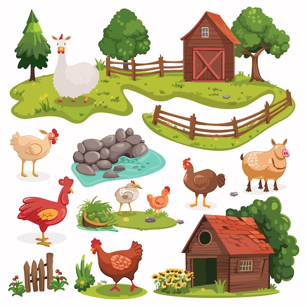 Farmyard Farm Clipart Isolated on White Background