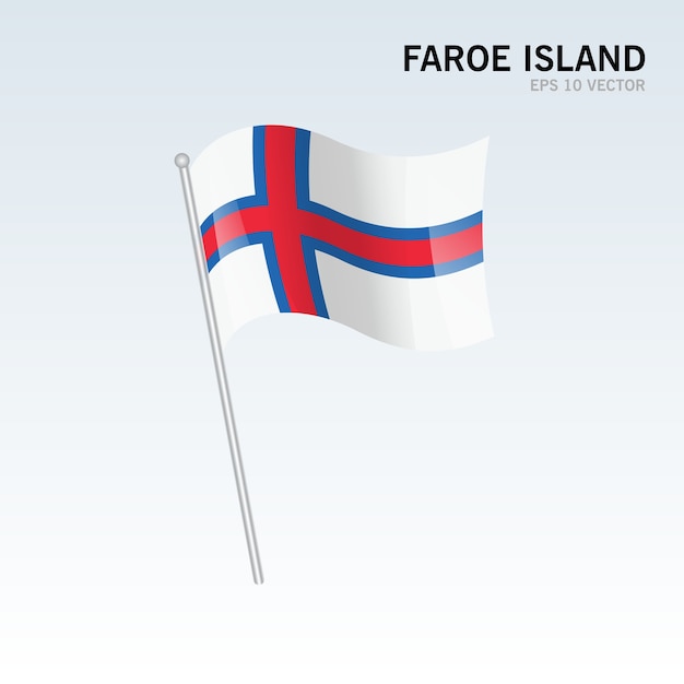 Faroe Island waving flag isolated on gray background