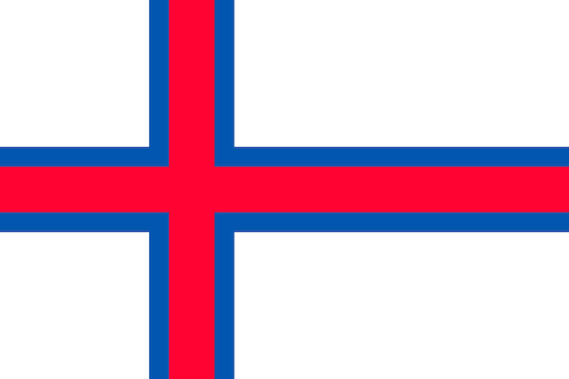 The Faroe Islands the Faeroes flag bluefimbriated red Nordic cross on a white field national flag and civil ensign Vector flat style illustration