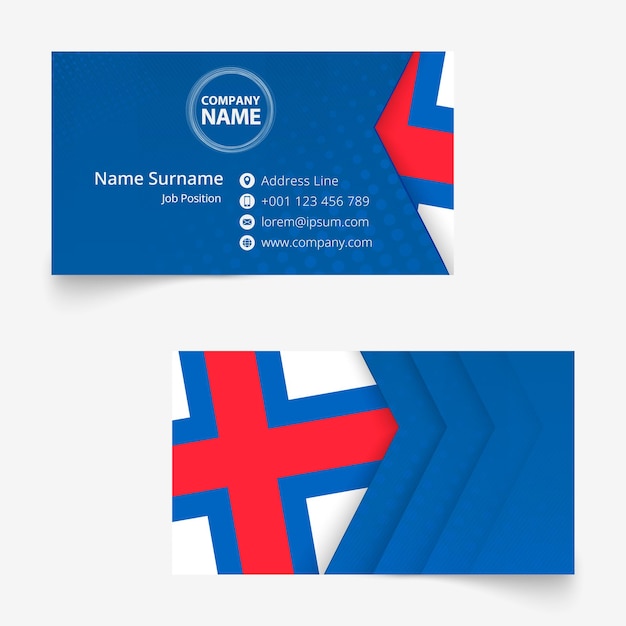 Faroe Islands Flag Business Card, standard size (90x50 mm) business card template with bleed under the clipping mask.