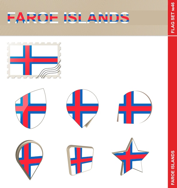 Faroe Islands Flag Set Flag Set 46 Vector