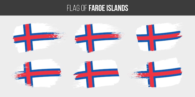 Faroe islands flags Brush stroke grunge vector illustration flag of faroe islands isolated on white