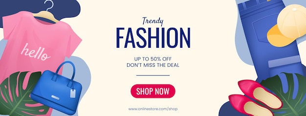 Fashion advertising web banner vector illustration