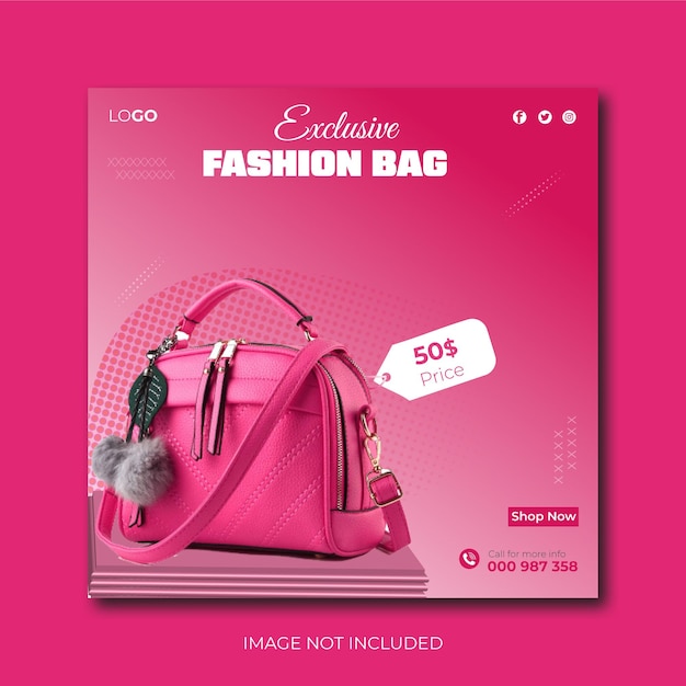 Vector fashion bag social media post and web banner post design vector template