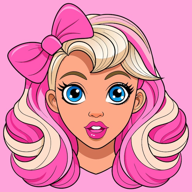 Vector fashion barbie face vector illustration kawaii