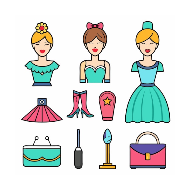 Vector fashion and beauty icon set vector illustration