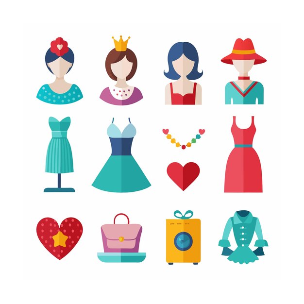 Vector fashion and beauty icon set vector illustration