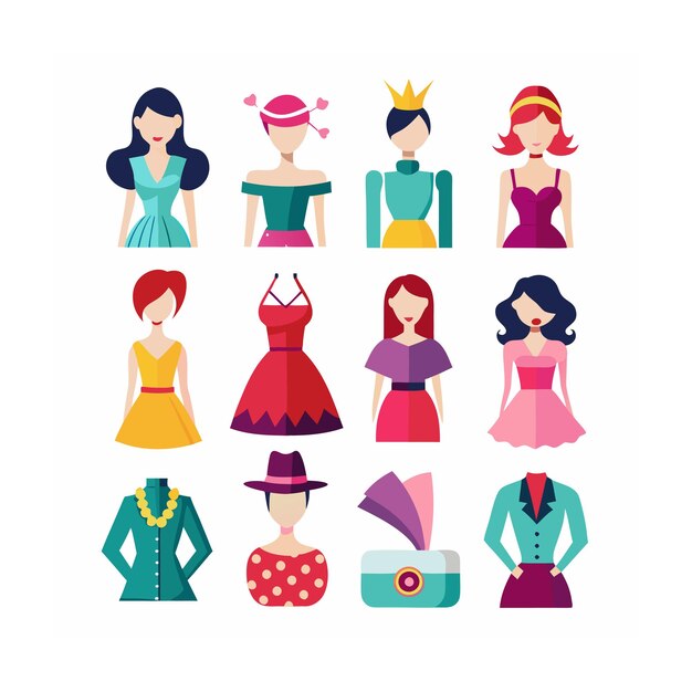 Vector fashion and beauty icon set vector illustration