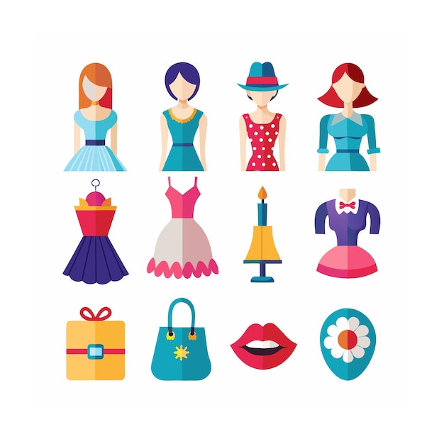 Vector fashion and beauty icon set vector illustration