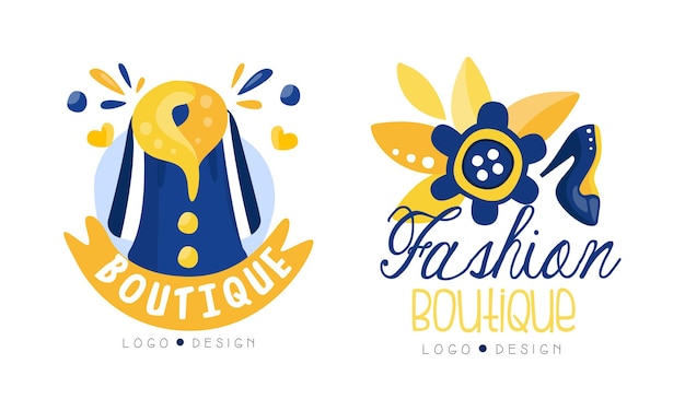 Vector fashion boutique logo design set hand drawn labels vector illustration