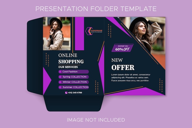 Fashion brand presentation folder graphic template