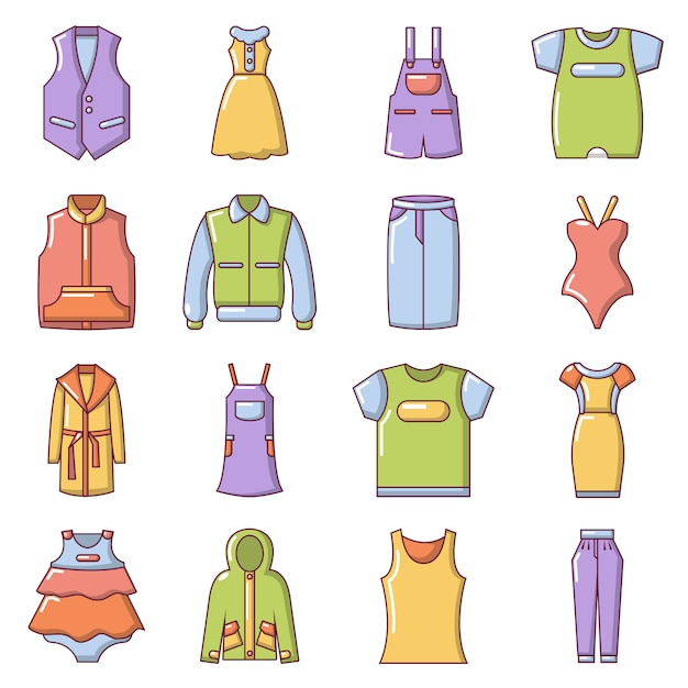 Fashion clothes wear icons set