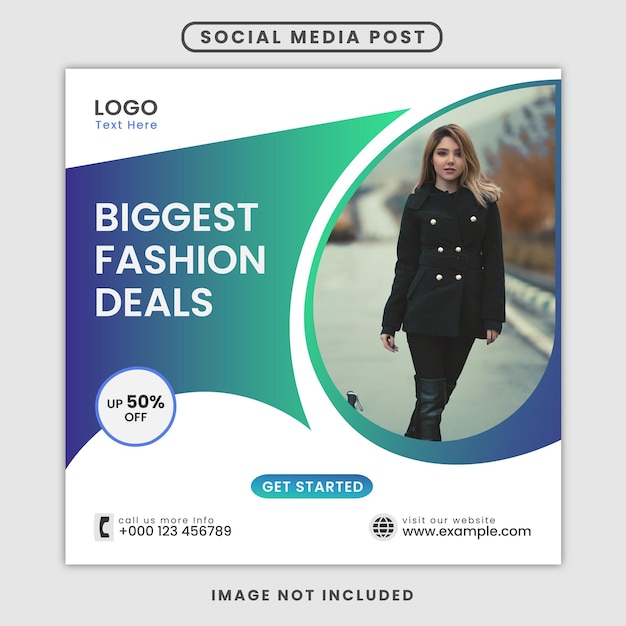 Fashion Deals sale social media post or Instagram banner square flyer template Premium EPS