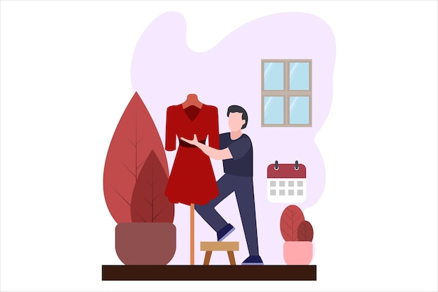 Fashion Designer Flat Design Illustration