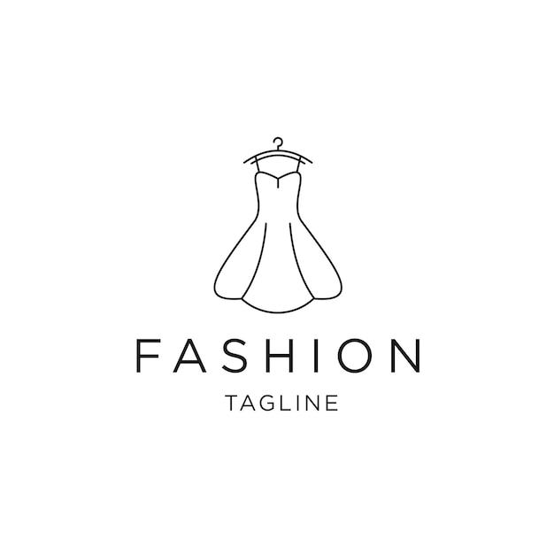 Fashion dress logo line icon flat design template