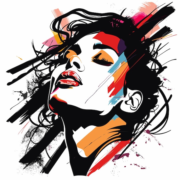 Fashion illustration of a beautiful woman in profile Vector illustration