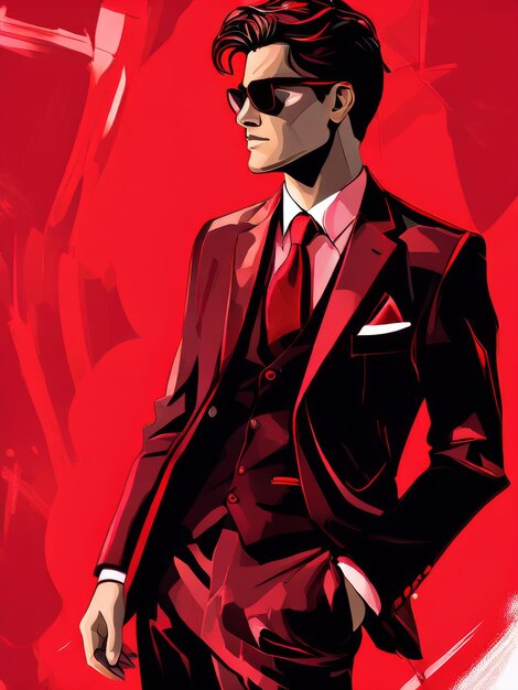 Vector fashion illustration in red color fashion illustration in red color