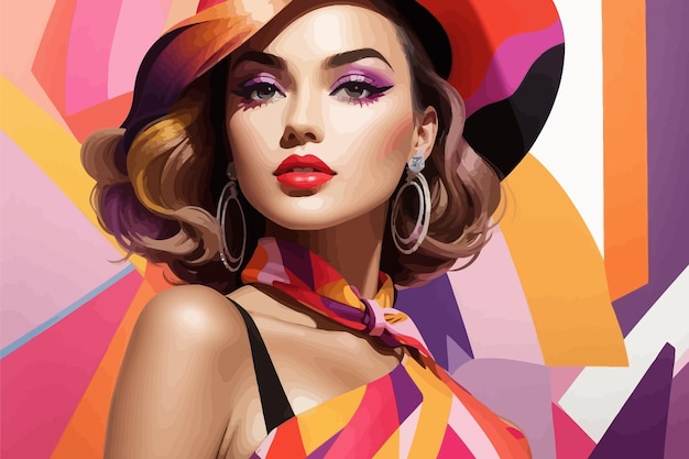 A fashion illustration of a woman in stylish background