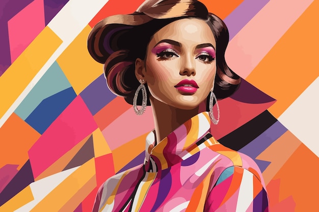 A fashion illustration of a woman in stylish background