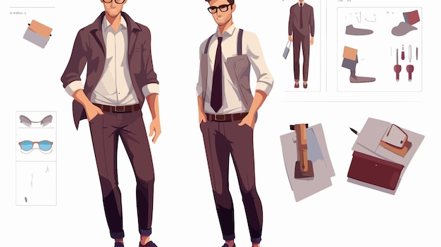 Vector fashion infographic with smiling man clerk illustration