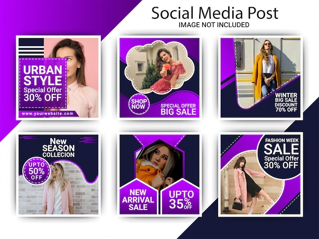 Fashion instagram banner template set