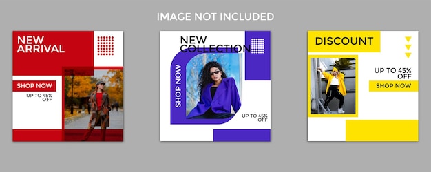 Fashion instagram post template set