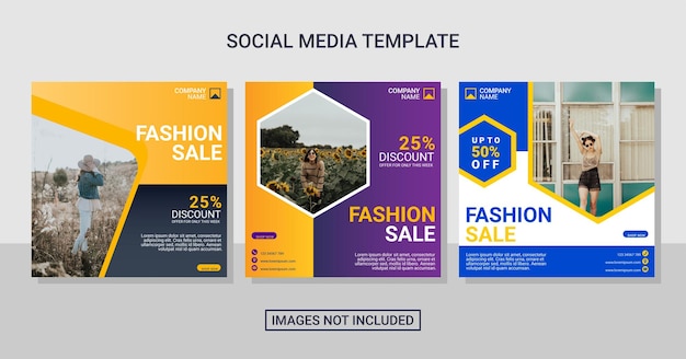 Fashion instagram post template set