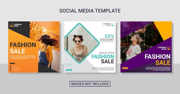 Fashion instagram post template set