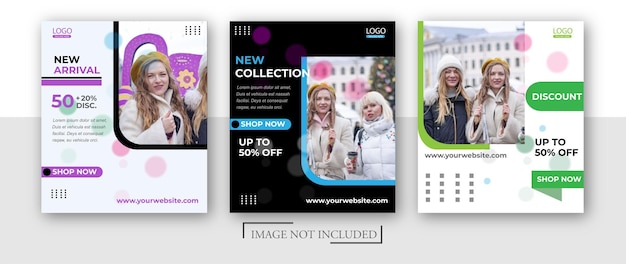 Fashion Instagram post template set