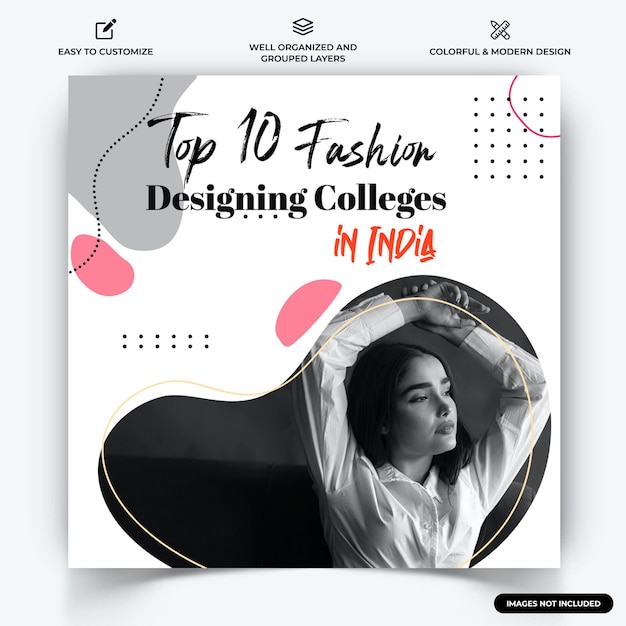 Fashion Instagram Social Media post web banner template vector premium