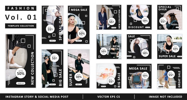 Fashion instagram story and social media post template collection