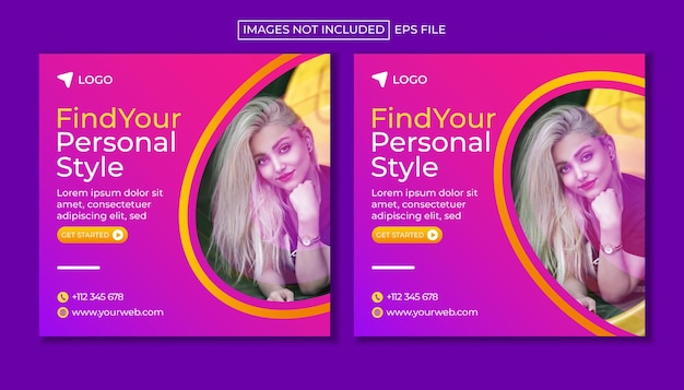 fashion instagram template vector