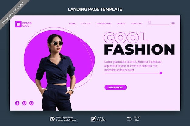 Vector fashion landing page social media website