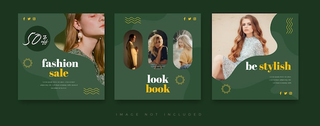 Fashion Lifestyle Green Concept Instagram Post Template