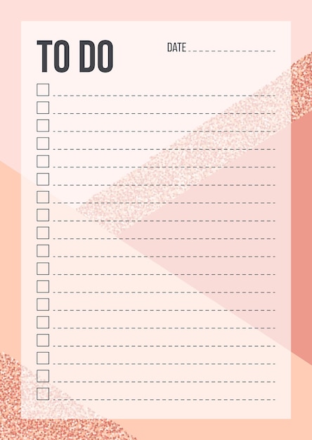 Fashion To Do List template with place for thing and date on geometric background