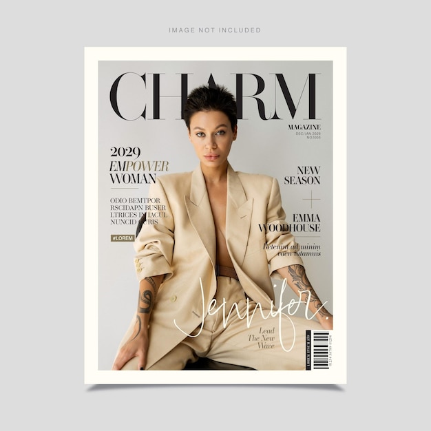 Fashion Magazine Cover Template Elegant Classy Business Woman in Vector EPS