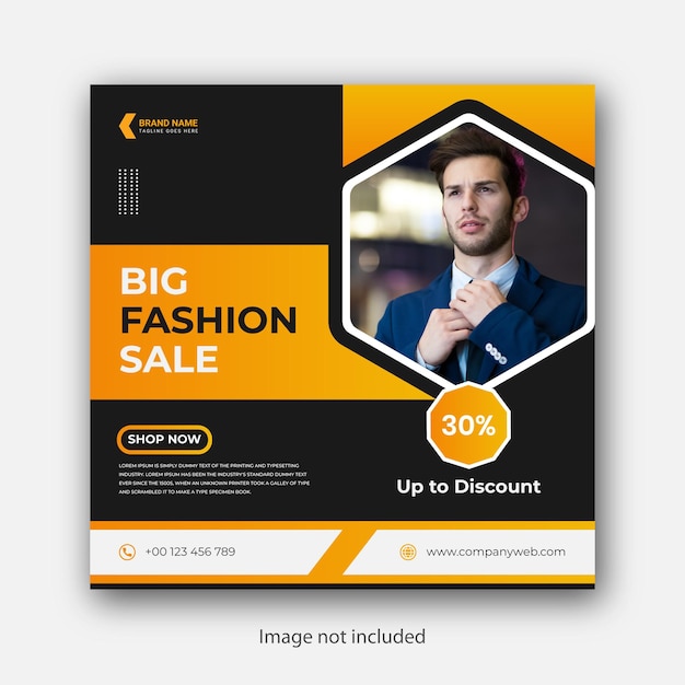 Vector fashion marketing social media post banner template