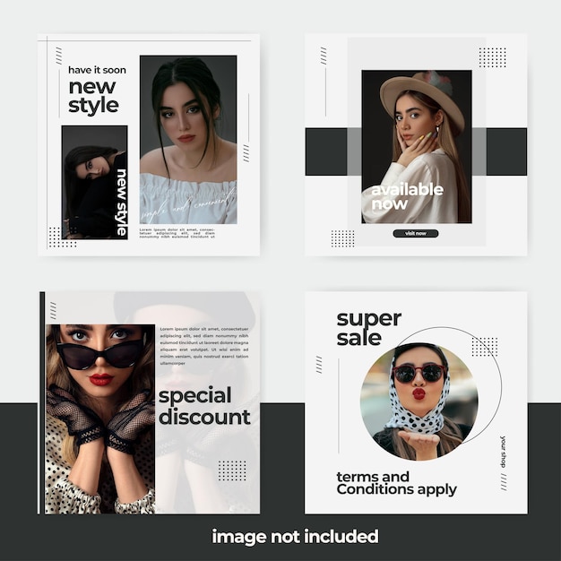 Fashion minimalist banner social media post template collection