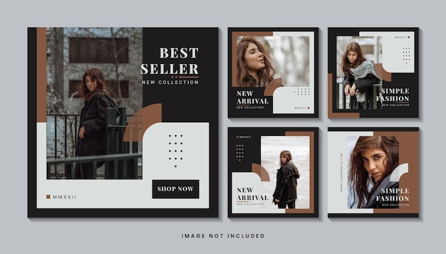 Fashion minimalist social media post template collection